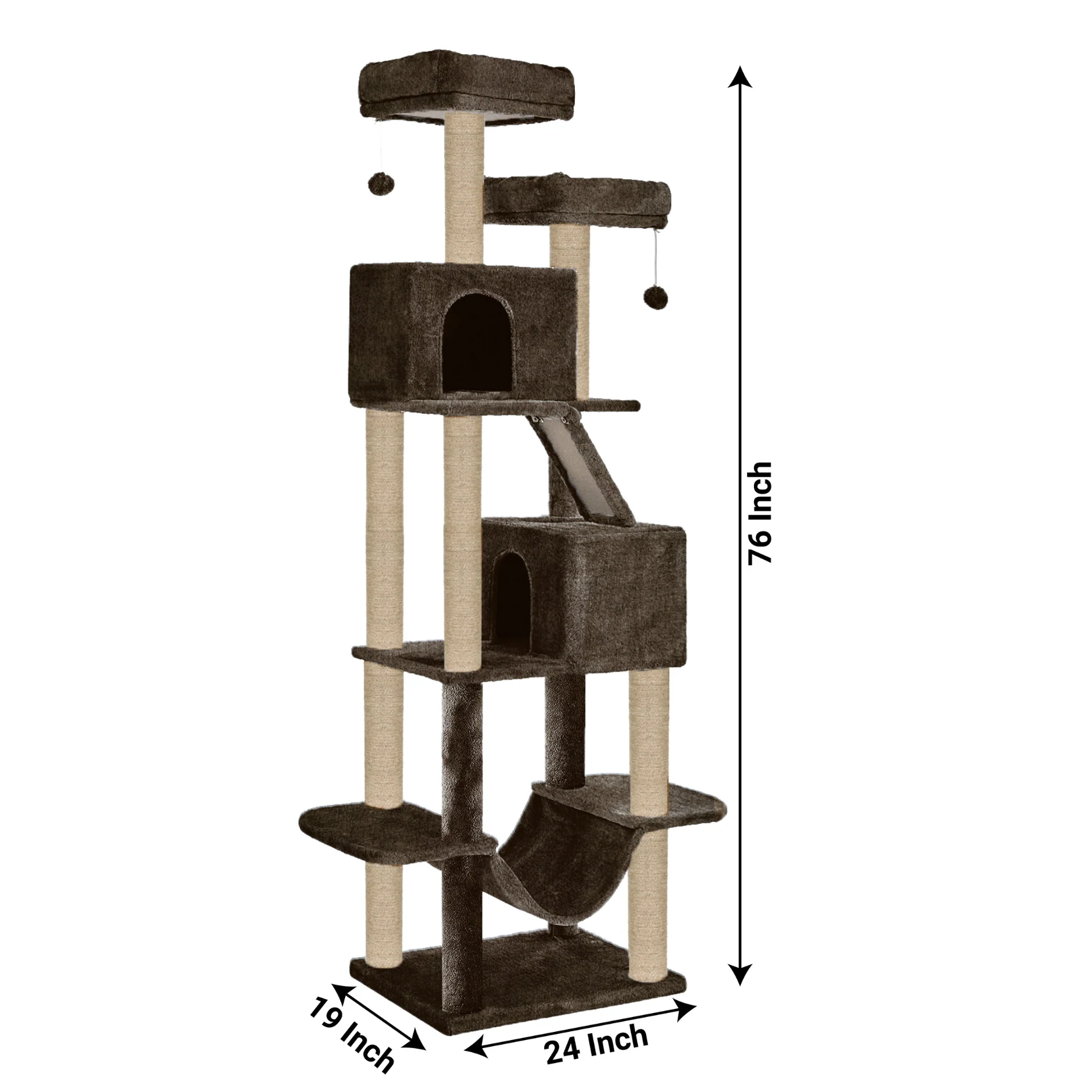 Furrlovers Multi Storey Cat Tree with Hammock, Condo & Sisal Scratching Posts (Brown) - Image 6