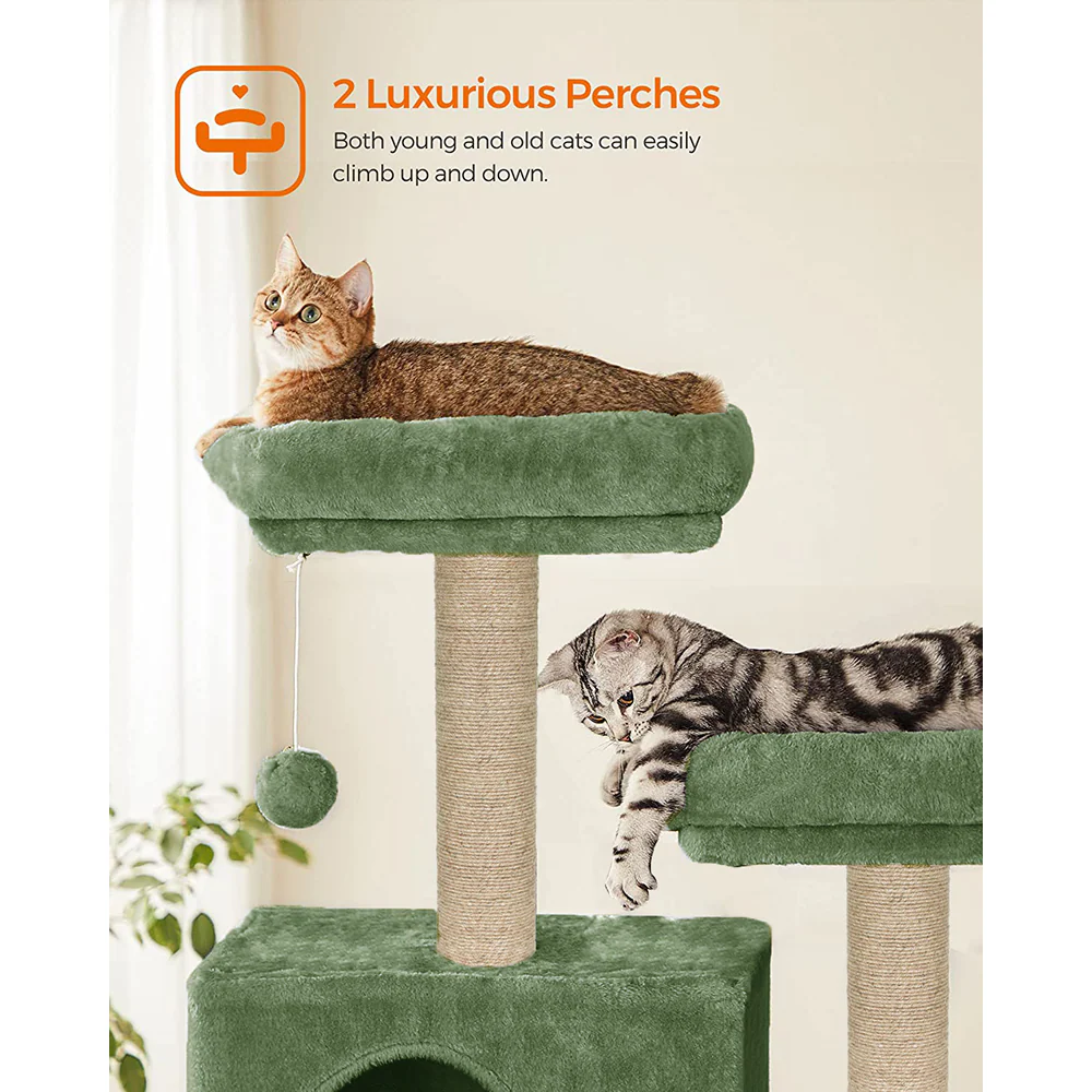 Furrlovers Multi Storey Cat Tree with Hammock, Condo & Sisal Scratching Posts (Green) - Image 4