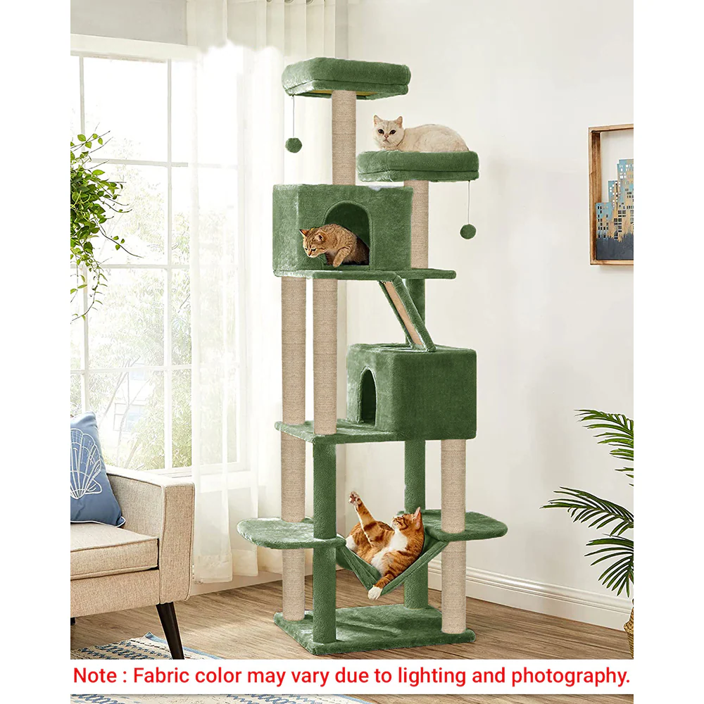 Furrlovers Multi Storey Cat Tree with Hammock, Condo & Sisal Scratching Posts (Green) - Image 6
