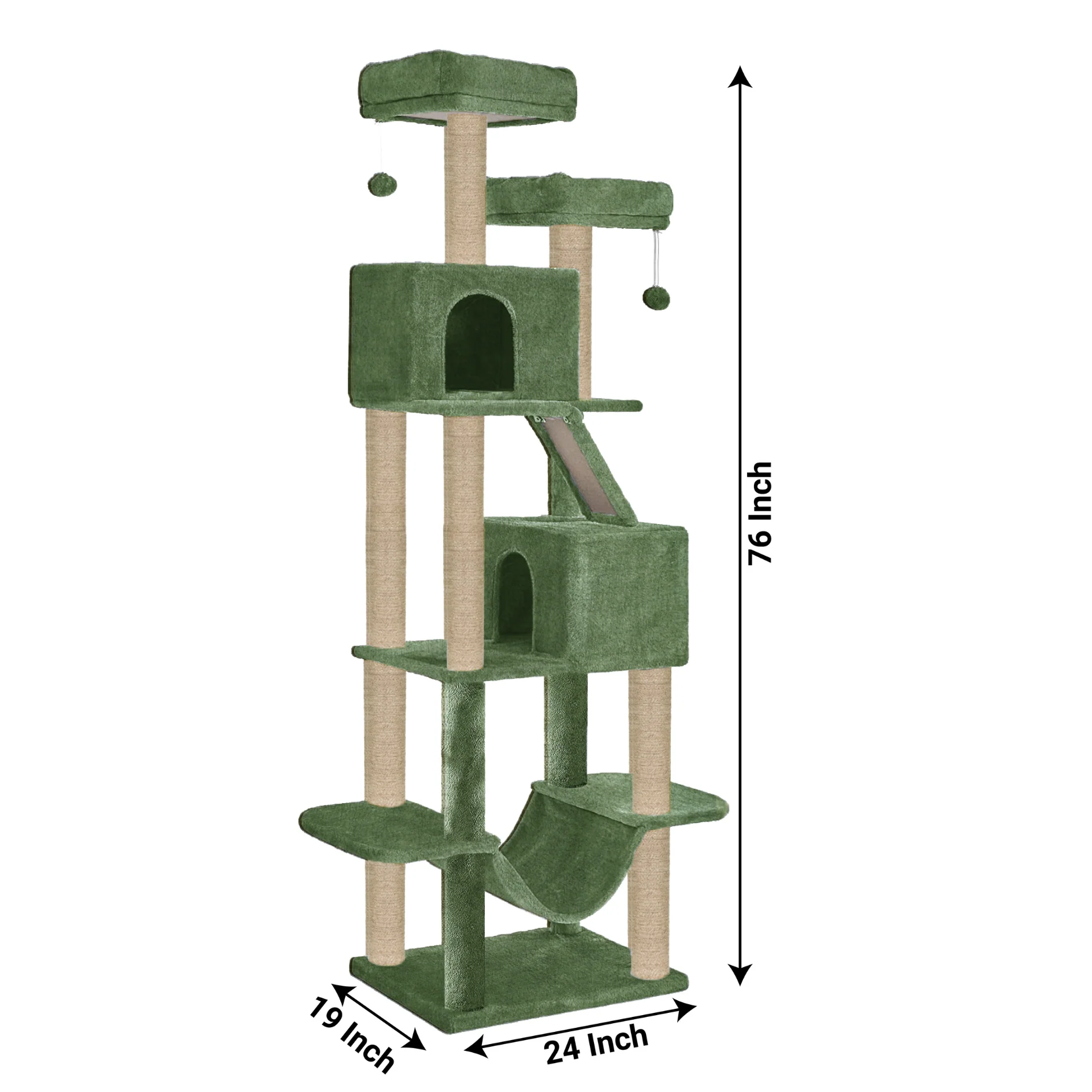 Furrlovers Multi Storey Cat Tree with Hammock, Condo & Sisal Scratching Posts (Green) - Image 7