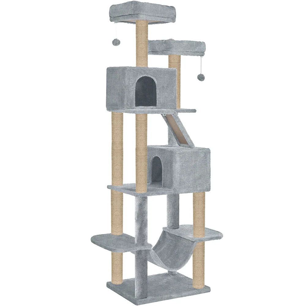 Furrlovers Multi Storey Cat Tree with Hammock, Condo & Sisal Scratching Posts (Grey)