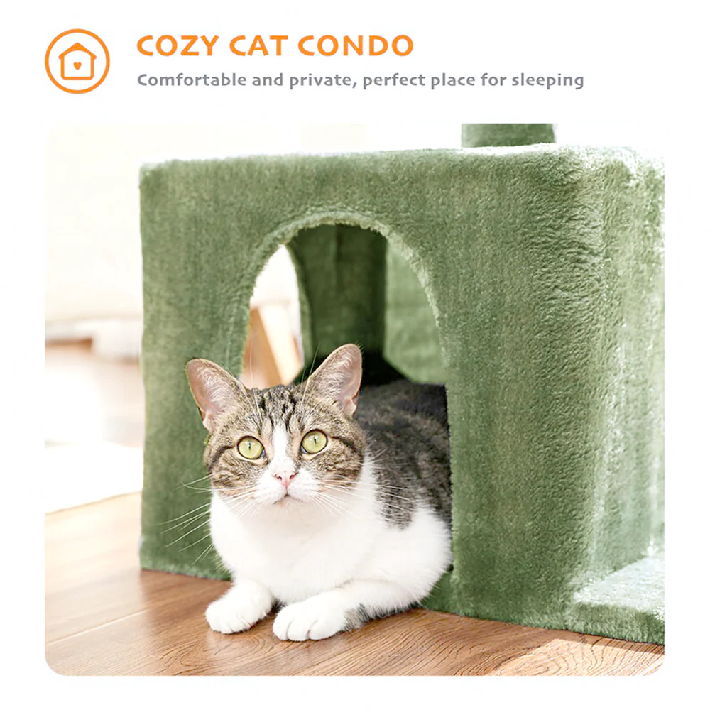Furrlovers Multilevel Activity Tower with Plush Hammock and Perch Seats for Cats (Green) - Image 2