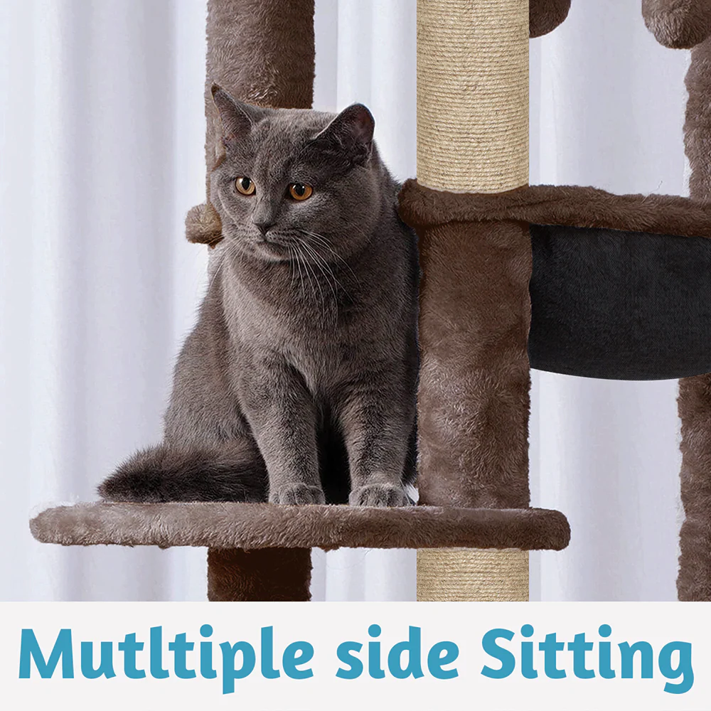 Furrlovers Multilevel Cat Climbing Tower with Top Bed and Multiple Seats (Brown) - Image 4