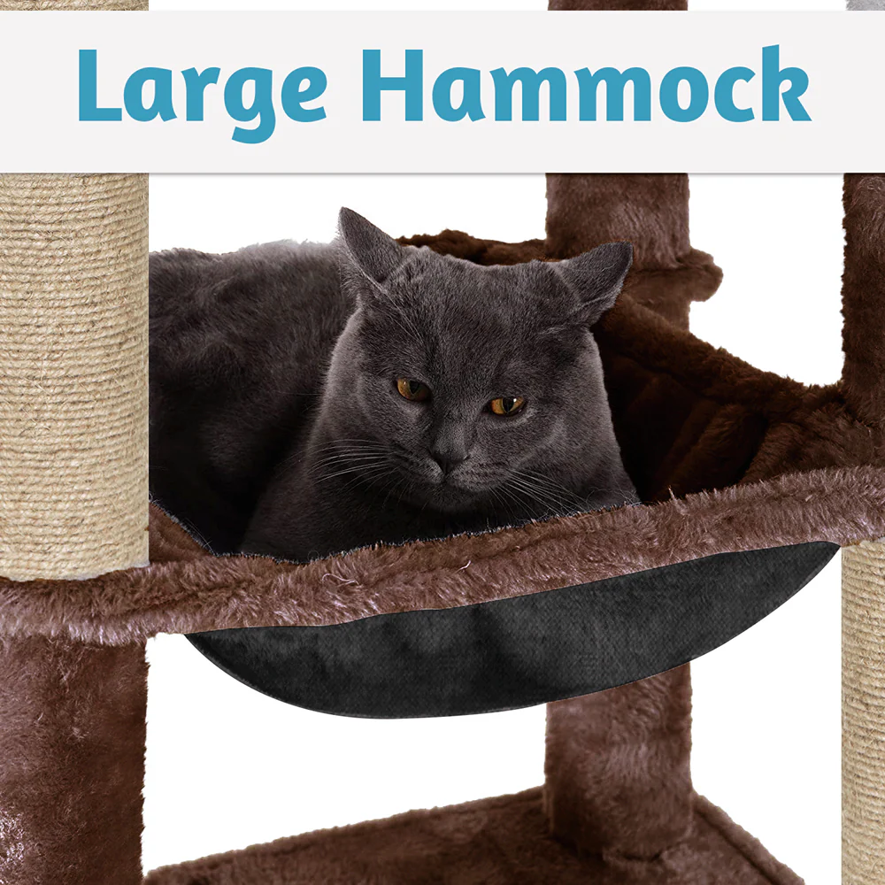 Furrlovers Multilevel Cat Climbing Tower with Top Bed and Multiple Seats (Brown) - Image 5