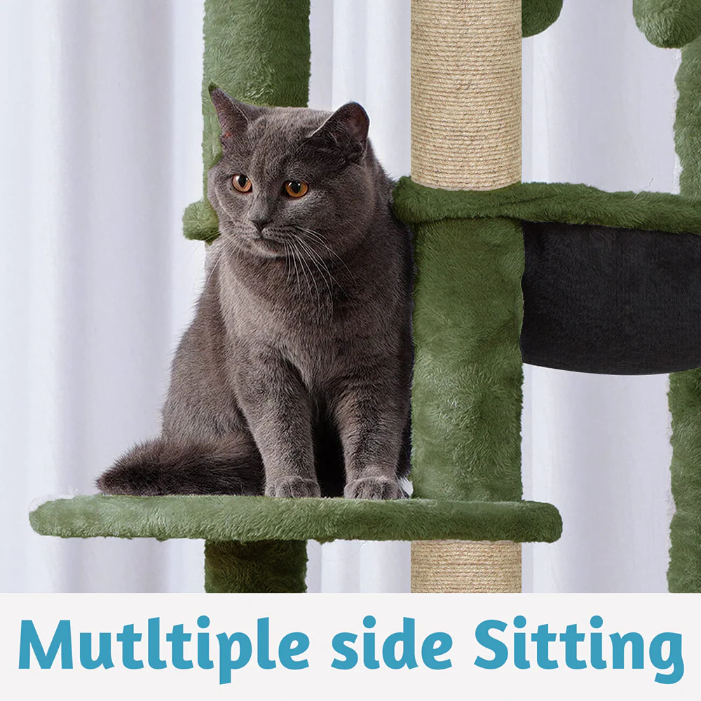 Furrlovers Multilevel Cat Climbing Tower with Top Bed and Multiple Seats (Green) - Image 4