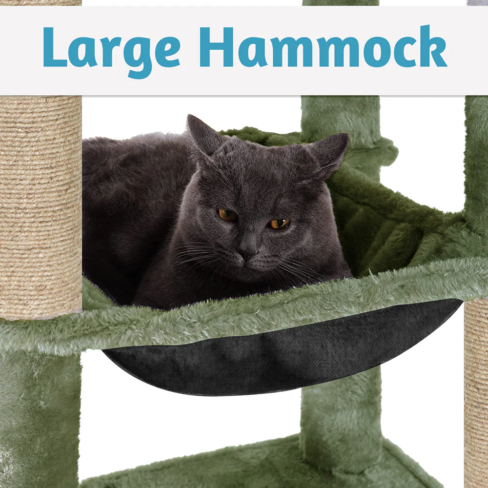 Furrlovers Multilevel Cat Climbing Tower with Top Bed and Multiple Seats (Green) - Image 5