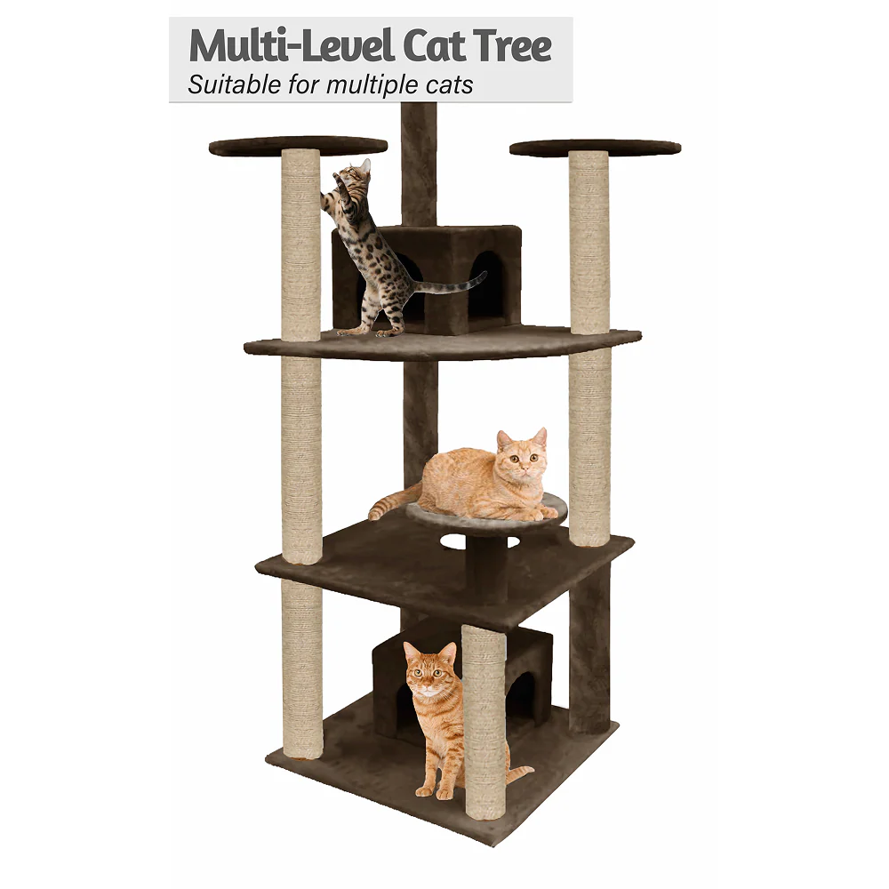 Furrlovers Multilevel Cat Tree with Condo & Jute Rope Scratching Posts (Brown) - Image 3