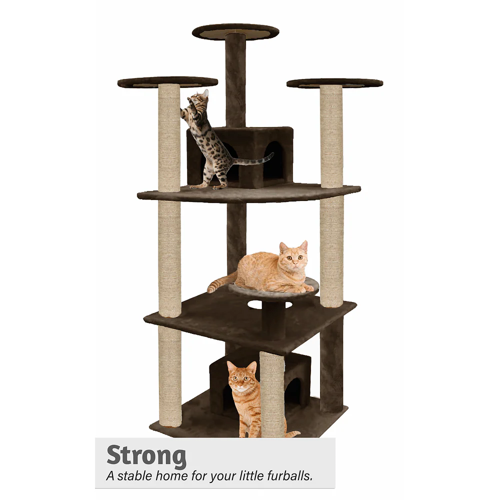 Furrlovers Multilevel Cat Tree with Condo & Jute Rope Scratching Posts (Brown) - Image 4