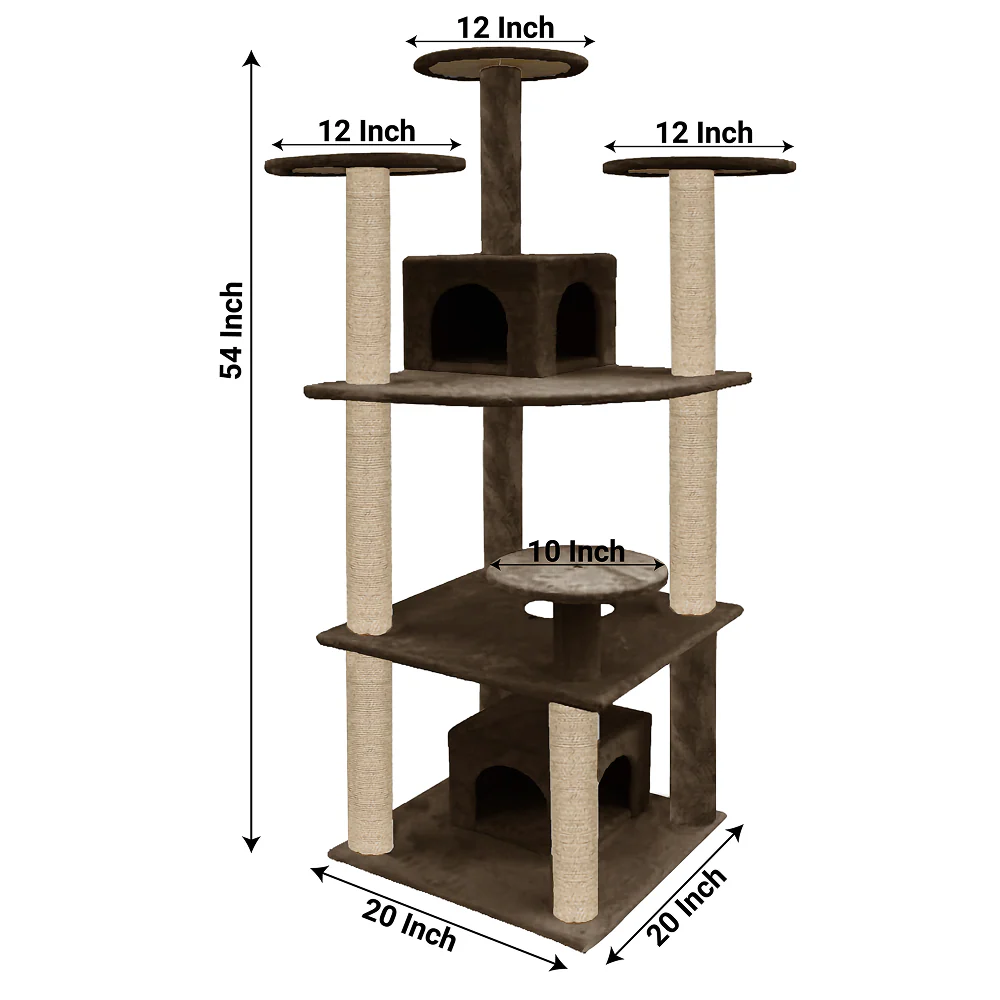 Furrlovers Multilevel Cat Tree with Condo & Jute Rope Scratching Posts (Brown) - Image 5