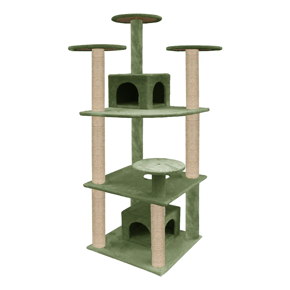 Furrlovers Multilevel Cat Tree with Condo & Jute Rope Scratching Posts (Green)