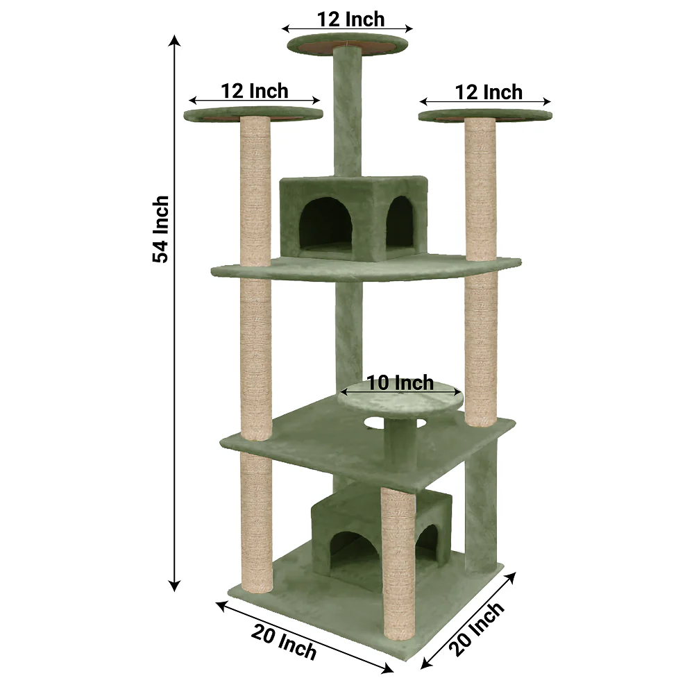Furrlovers Multilevel Cat Tree with Condo & Jute Rope Scratching Posts (Green) - Image 4