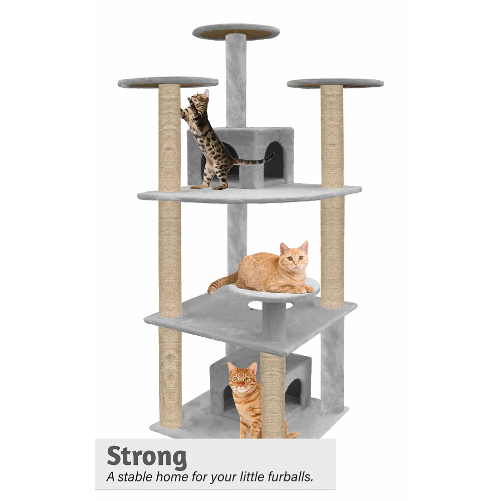 Furrlovers Multilevel Cat Tree with Condo & Jute Rope Scratching Posts (Grey) - Image 2