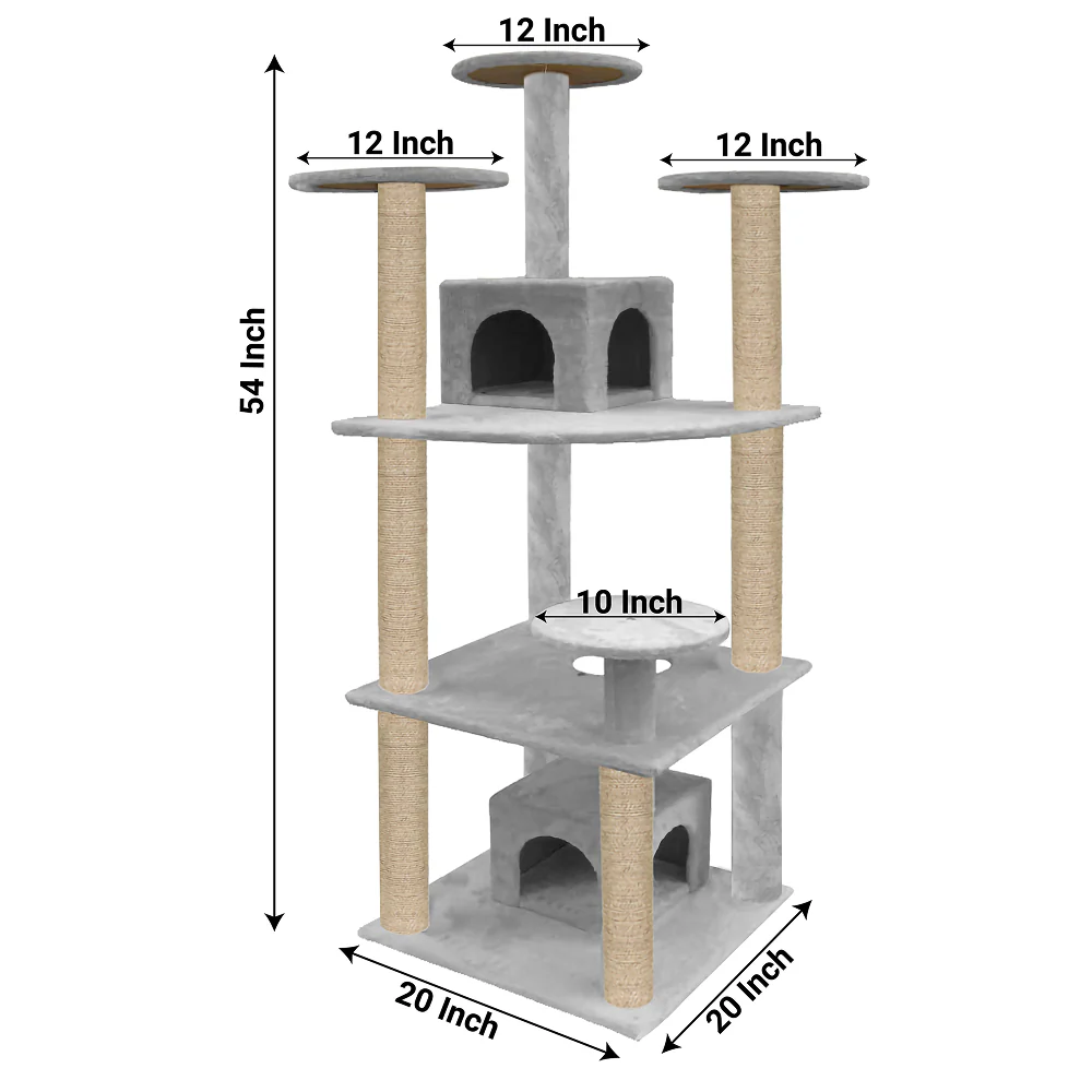 Furrlovers Multilevel Cat Tree with Condo & Jute Rope Scratching Posts (Grey) - Image 4