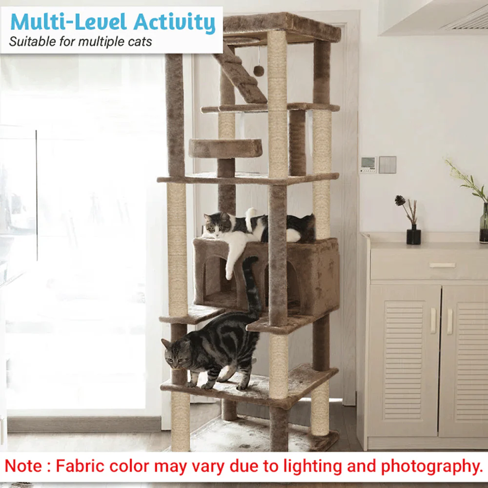 Furrlovers Multilevel Cat Tree with Condo, Ladder & Jute Rope Scratching Posts (Brown) - Image 5