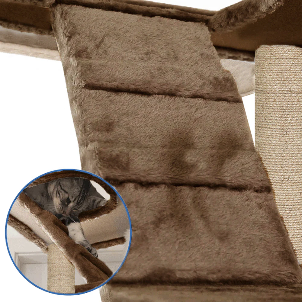 Furrlovers Multilevel Cat Tree with Condo, Ladder & Jute Rope Scratching Posts (Brown) - Image 6