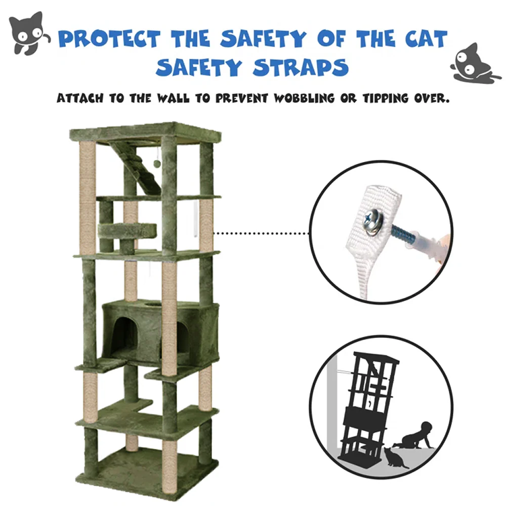 Furrlovers Multilevel Cat Tree with Condo, Ladder & Jute Rope Scratching Posts (Green) - Image 2