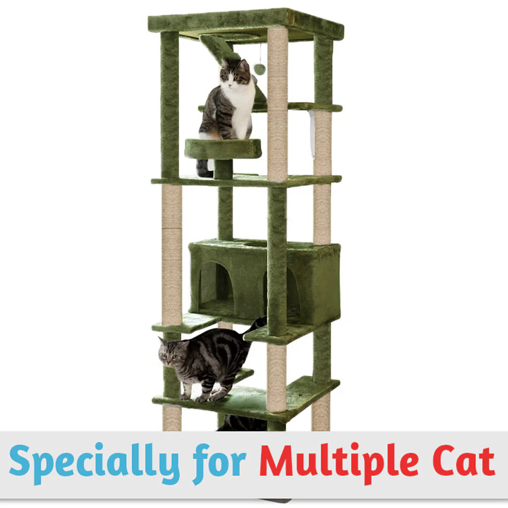 Furrlovers Multilevel Cat Tree with Condo, Ladder & Jute Rope Scratching Posts (Green) - Image 5