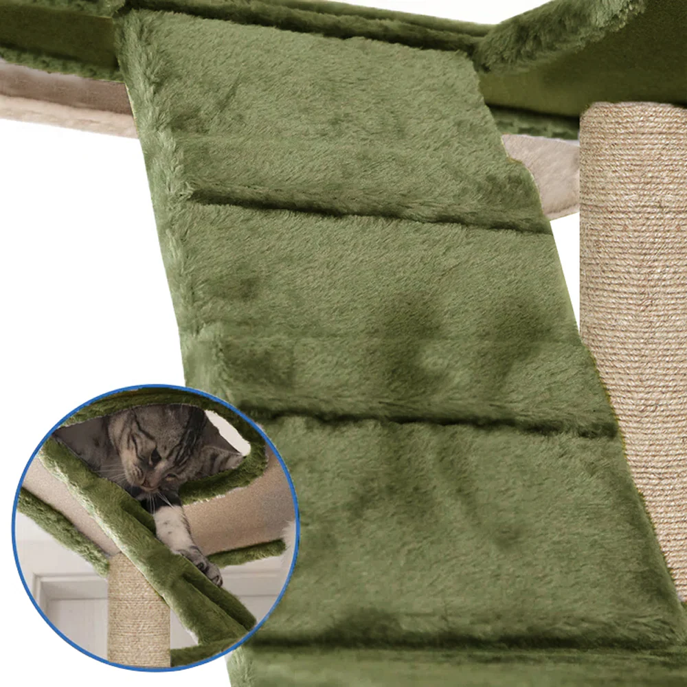 Furrlovers Multilevel Cat Tree with Condo, Ladder & Jute Rope Scratching Posts (Green) - Image 6