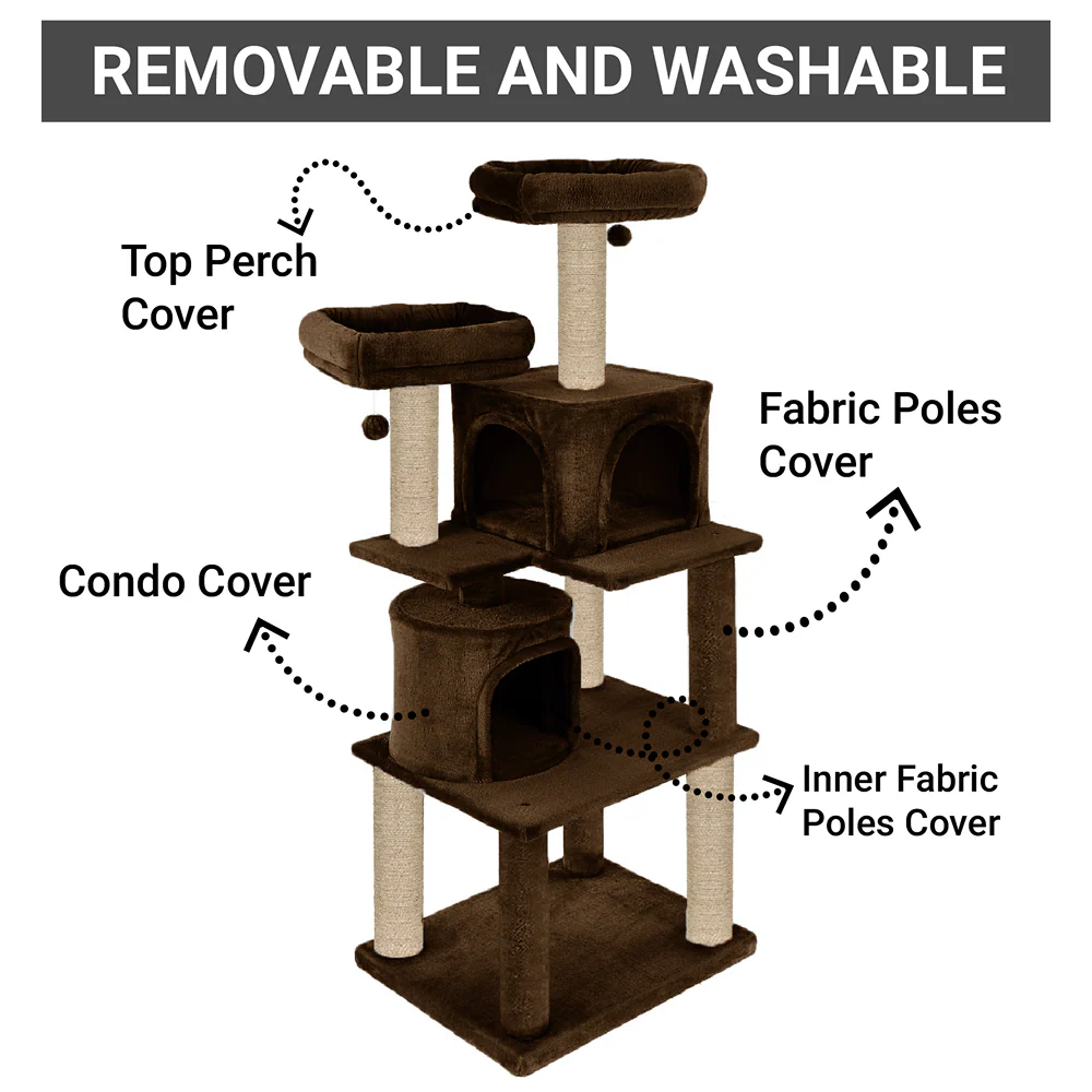 Furrlovers Multilevel Cat Tree with Condo, Perches & Jute Rope Scratching Posts (Brown) - Image 2