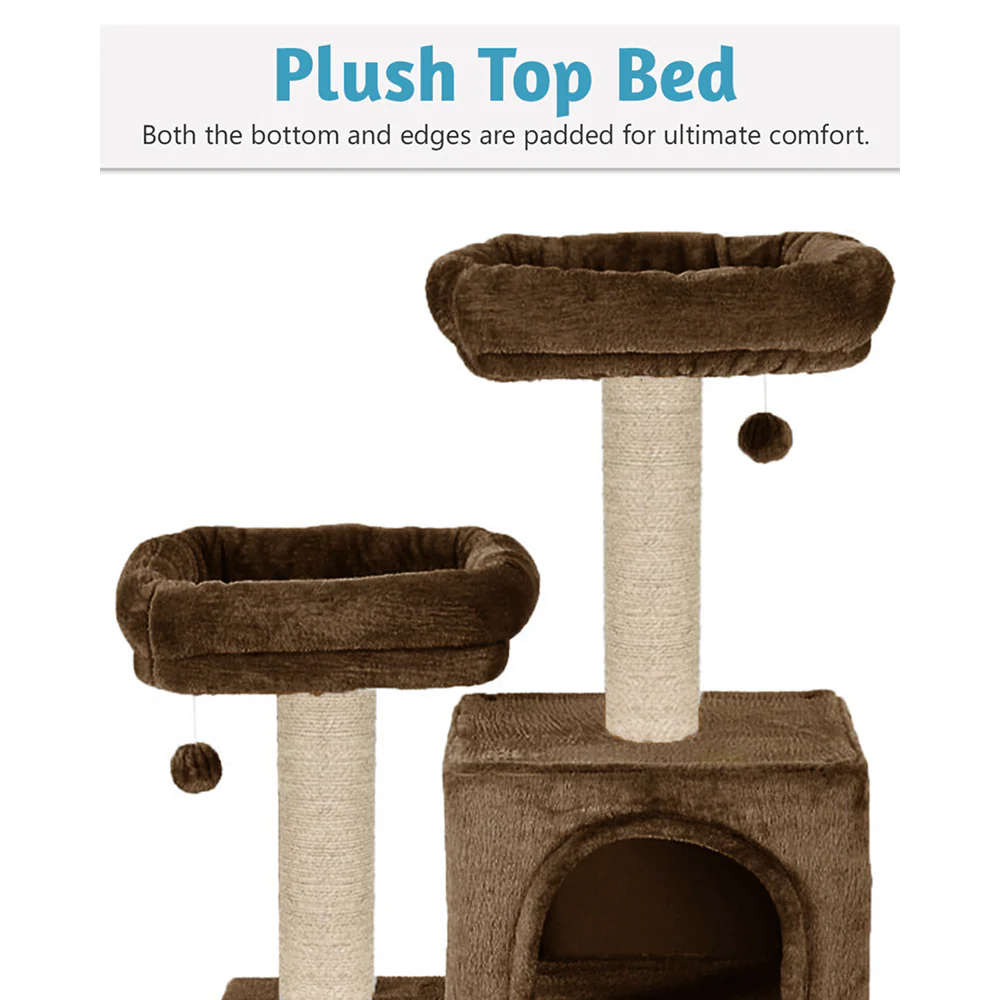 Furrlovers Multilevel Cat Tree with Condo, Perches & Jute Rope Scratching Posts (Brown) - Image 3