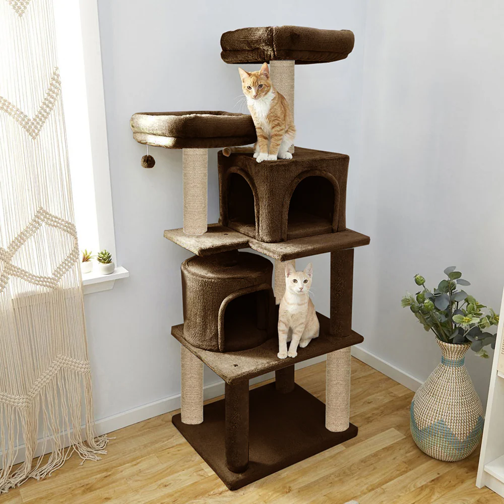 Furrlovers Multilevel Cat Tree with Condo, Perches & Jute Rope Scratching Posts (Brown) - Image 7
