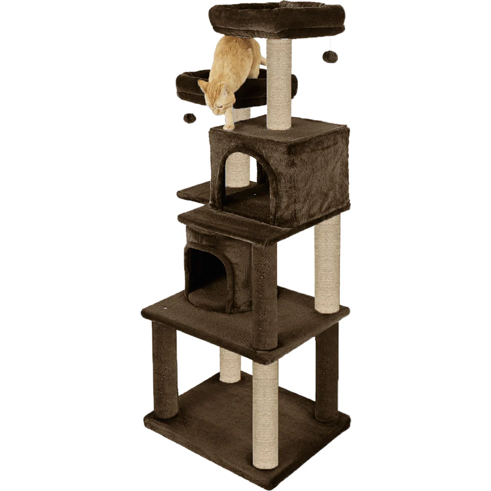 Furrlovers Multilevel Cat Tree with Condo, Perches & Jute Rope Scratching Posts (Brown) - Image 8