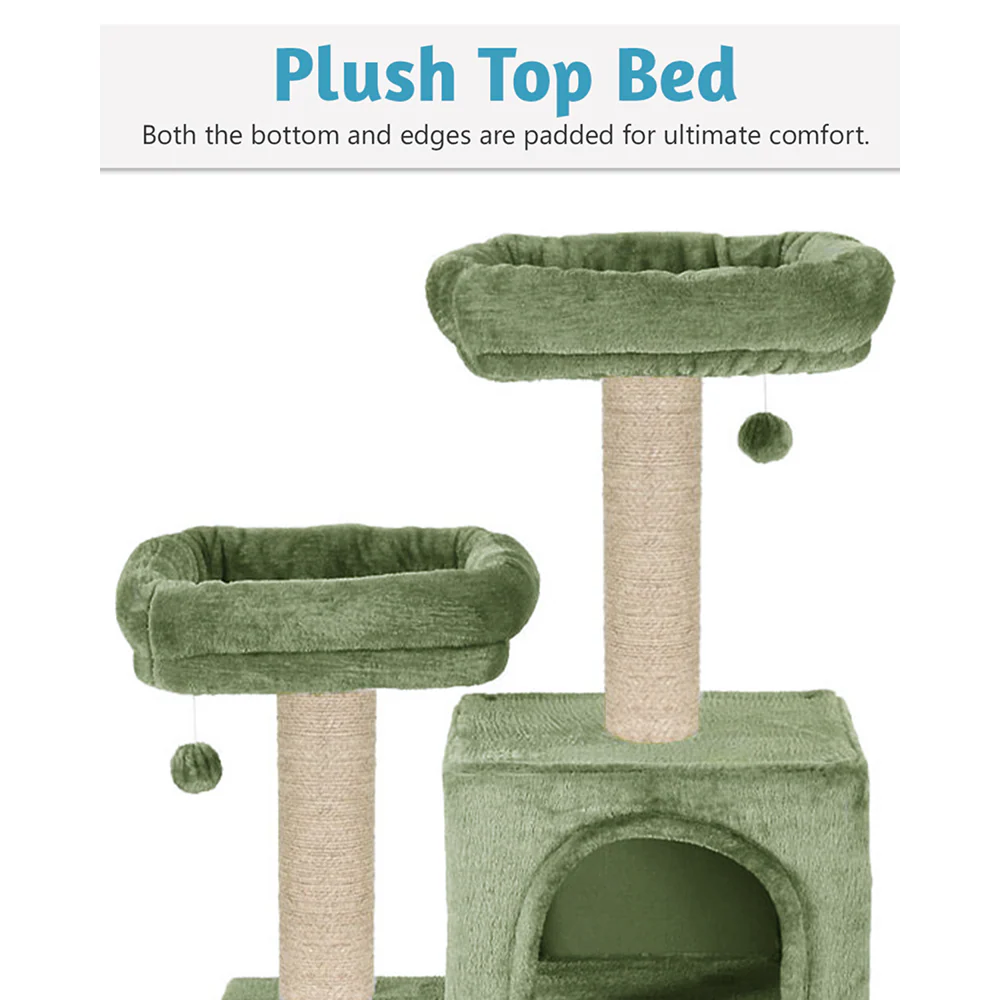 Furrlovers Multilevel Cat Tree with Condo, Perches & Jute Rope Scratching Posts (Green) - Image 5