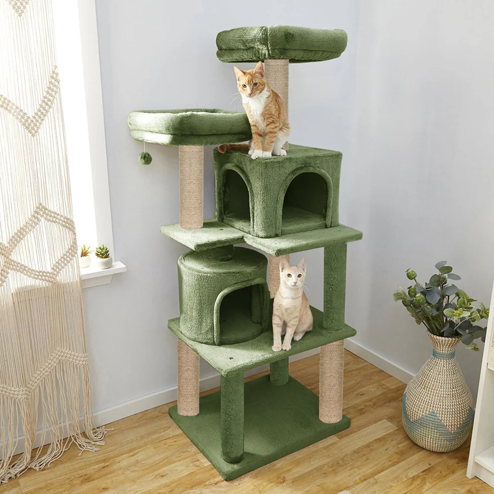 Furrlovers Multilevel Cat Tree with Condo, Perches & Jute Rope Scratching Posts (Green) - Image 7