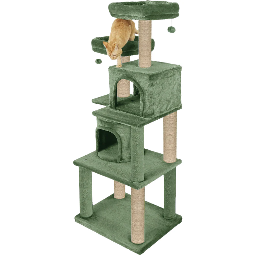 Furrlovers Multilevel Cat Tree with Condo, Perches & Jute Rope Scratching Posts (Green) - Image 8