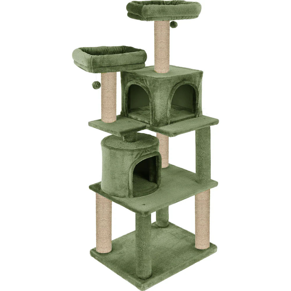 Furrlovers Multilevel Cat Tree with Condo, Perches & Jute Rope Scratching Posts (Green) - Image 9