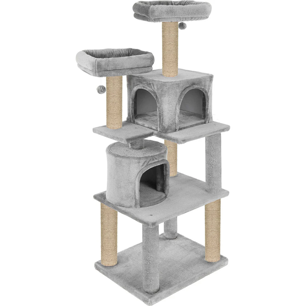 Furrlovers Multilevel Cat Tree with Condo, Perches & Jute Rope Scratching Posts (Grey) - Image 5