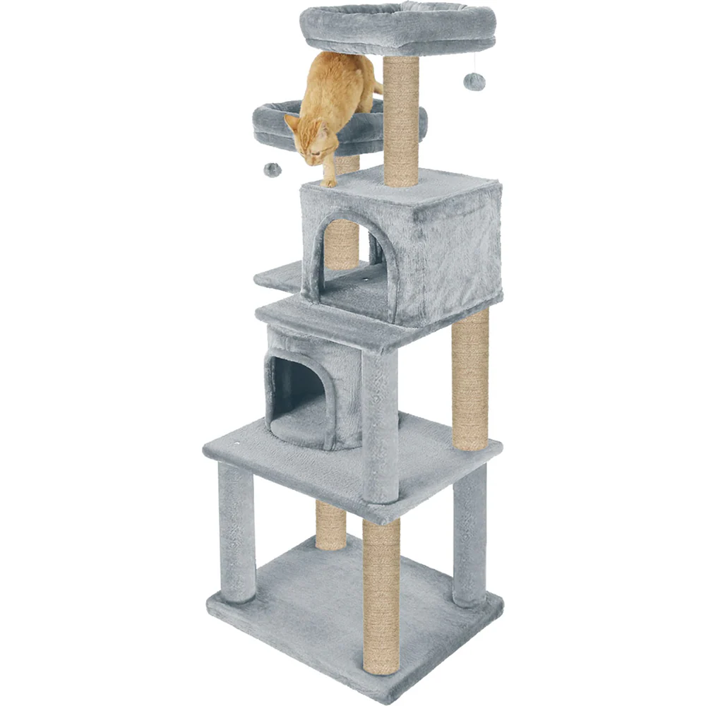 Furrlovers Multilevel Cat Tree with Condo, Perches & Jute Rope Scratching Posts (Grey) - Image 6