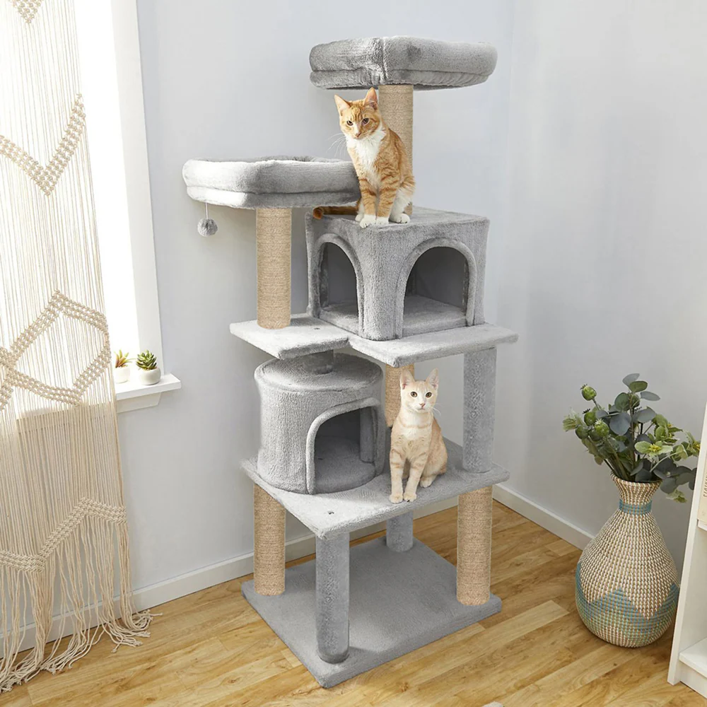 Furrlovers Multilevel Cat Tree with Condo, Perches & Jute Rope Scratching Posts (Grey) - Image 7