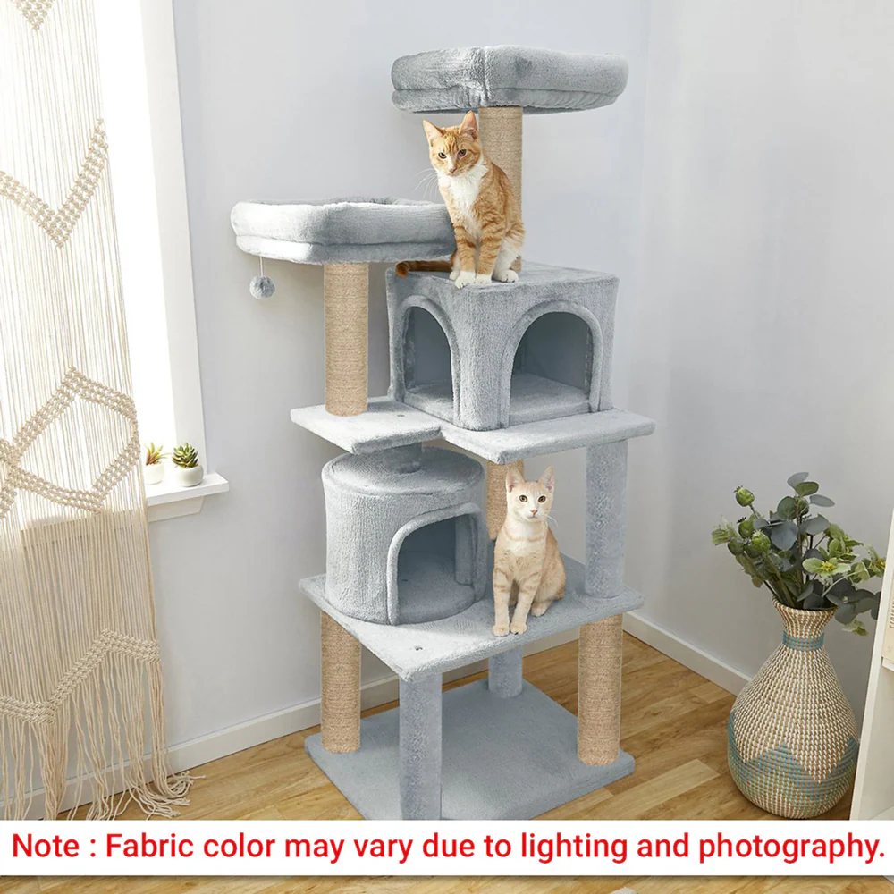 Furrlovers Multilevel Cat Tree with Condo, Perches & Jute Rope Scratching Posts (Grey) - Image 8