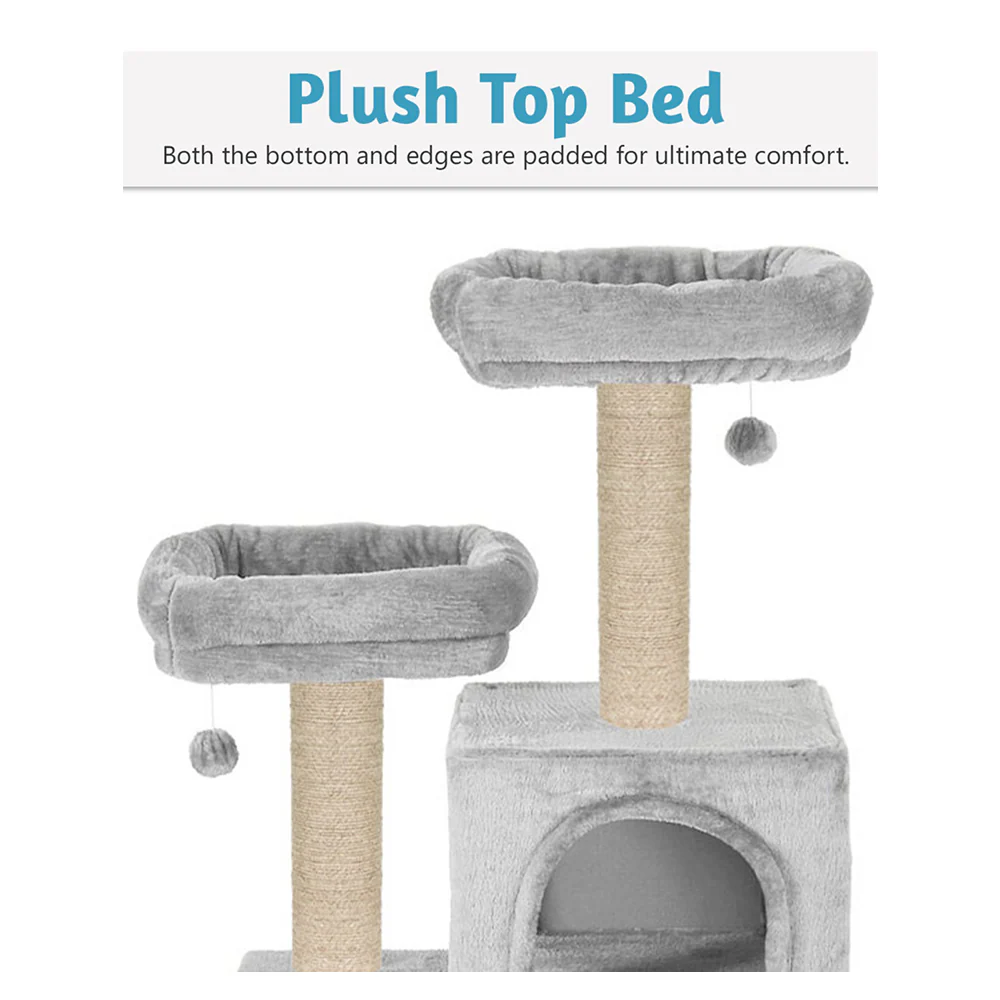 Furrlovers Multilevel Cat Tree with Condo, Perches & Jute Rope Scratching Posts (Grey) - Image 9