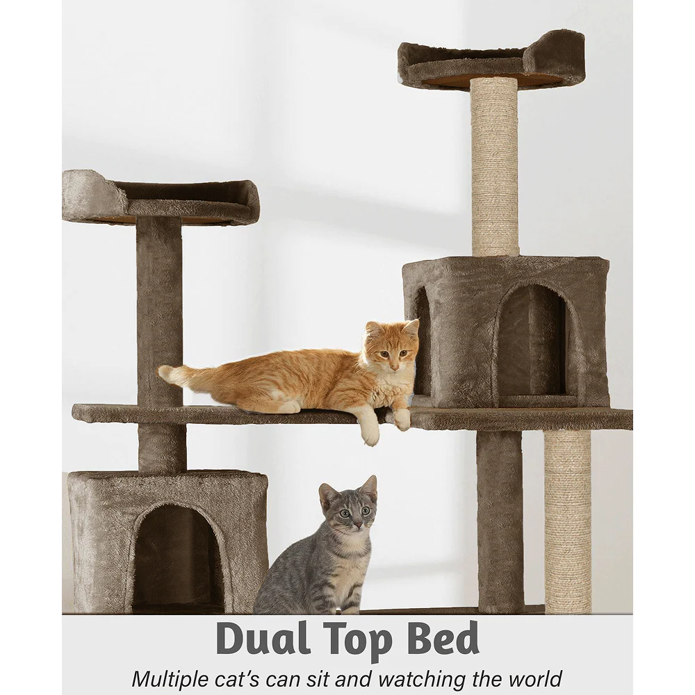 Furrlovers Multilevel Cat Tree with Ladder, Tunnel & Jute Rope Scratching Posts (Brown) - Image 4
