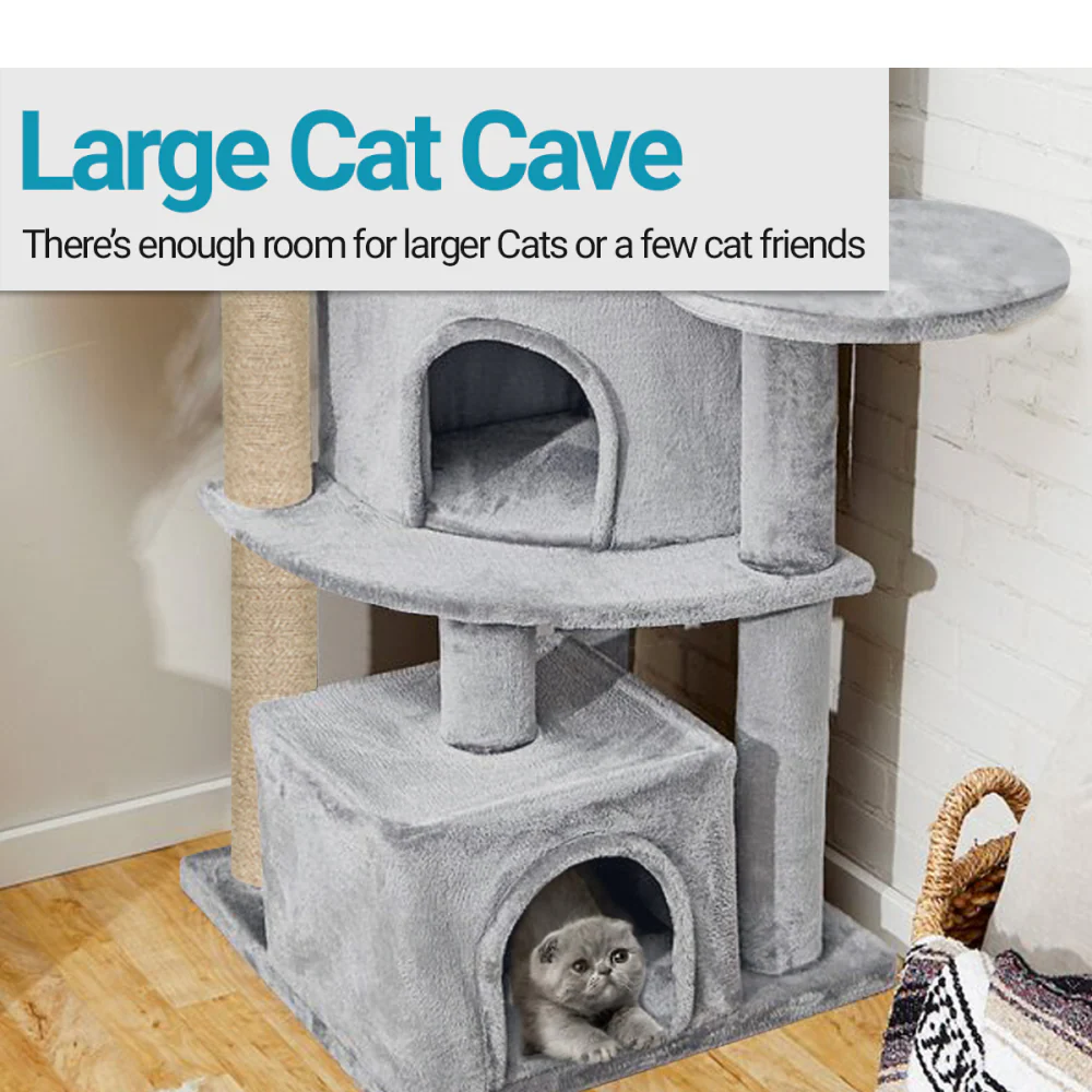 Furrlovers Multilevel Cat Tree with Scratching Posts, Condo & Top Bed with Jute Rope (Grey) - Image 4