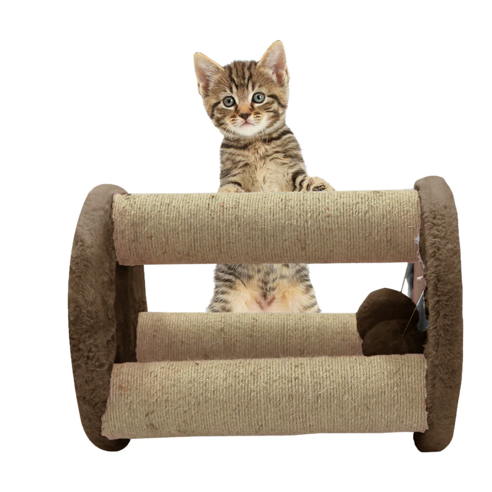 Furrlovers Natural Sisal & Scratching Post with Hanging Balls Playing Activity Tree for Cats (Brown) - Image 4