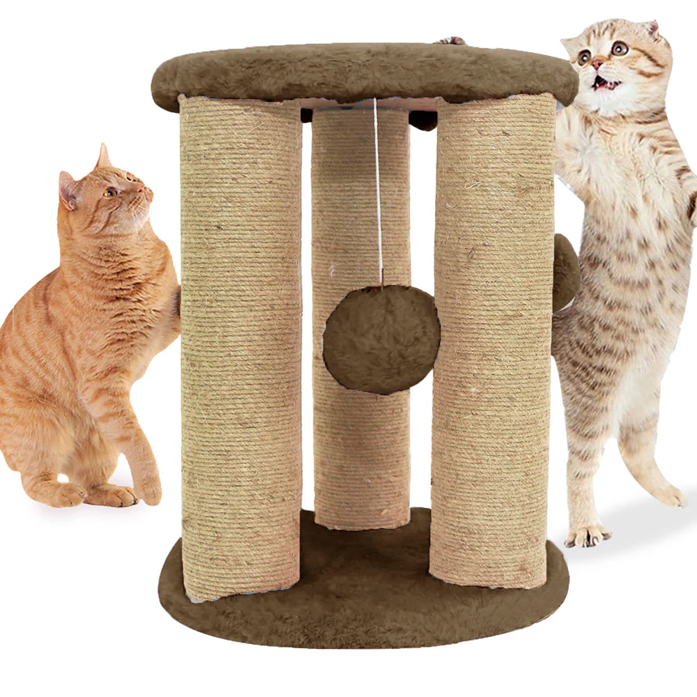 Furrlovers Natural Sisal & Scratching Post with Hanging Balls Playing Activity Tree for Cats (Brown) - Image 5