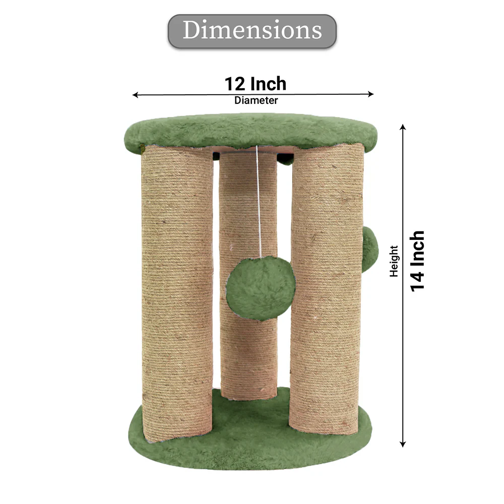 Furrlovers Natural Sisal & Scratching Post with Hanging Balls Playing Activity Tree for Cats (Green) - Image 3