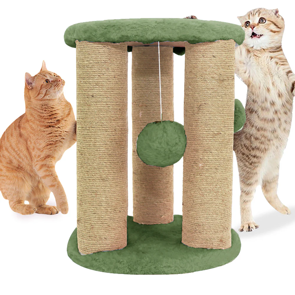 Furrlovers Natural Sisal & Scratching Post with Hanging Balls Playing Activity Tree for Cats (Green) - Image 5