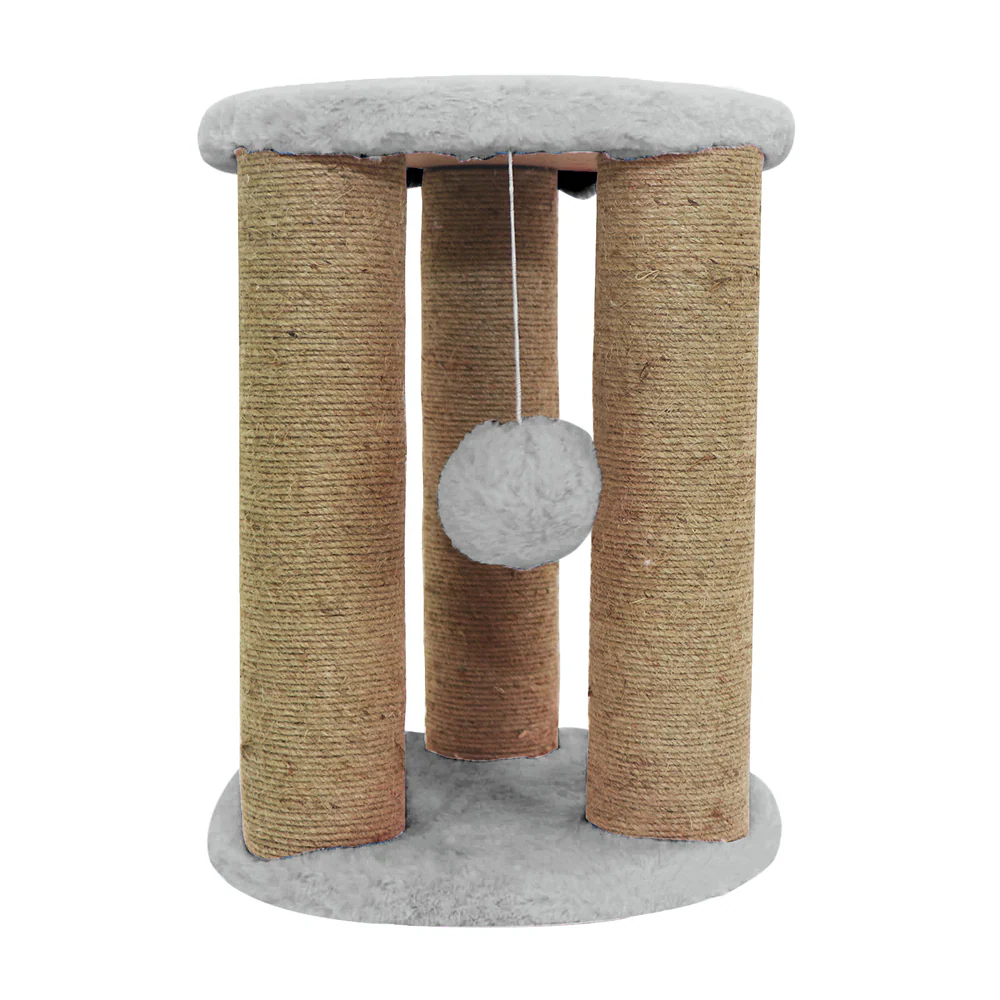 Furrlovers Natural Sisal & Scratching Post with Hanging Balls Playing Activity Tree for Cats (Grey)