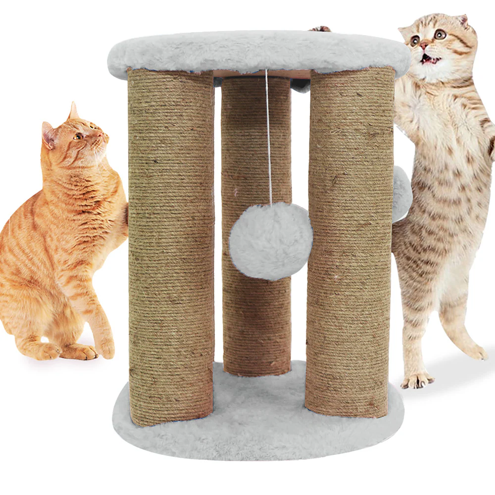 Furrlovers Natural Sisal & Scratching Post with Hanging Balls Playing Activity Tree for Cats (Grey) - Image 4
