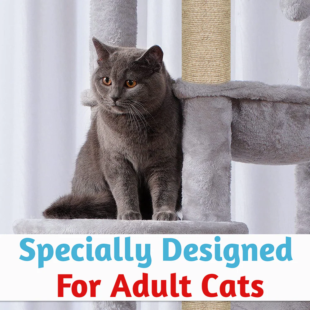 Furrlovers Multilevel Cat Climbing Tower with Top Bed and Multiple Seats (Grey) - Image 2
