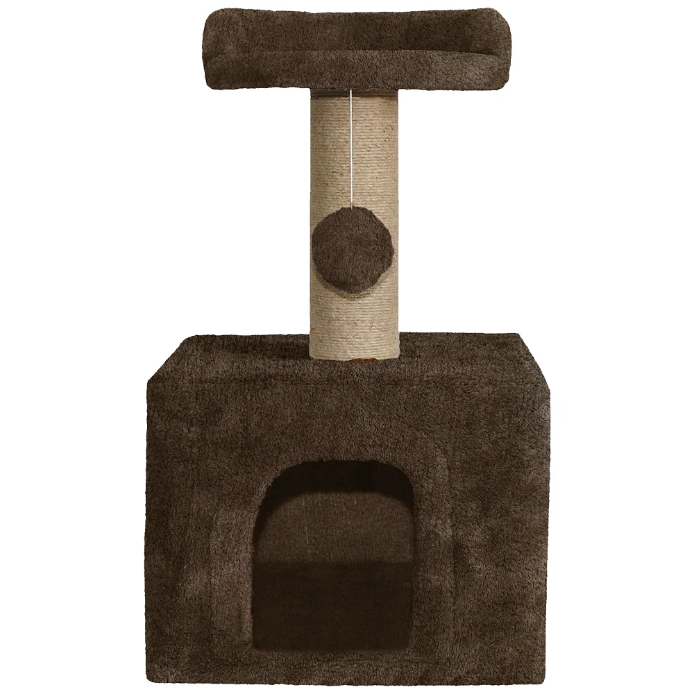 Furrlovers Soft Fur Activity Cat Tree with Natural Sisal Rope, Condo, Sisal Scratching Post & Hanging Ball Toys for Cats and Kittens (Brown) - Image 5