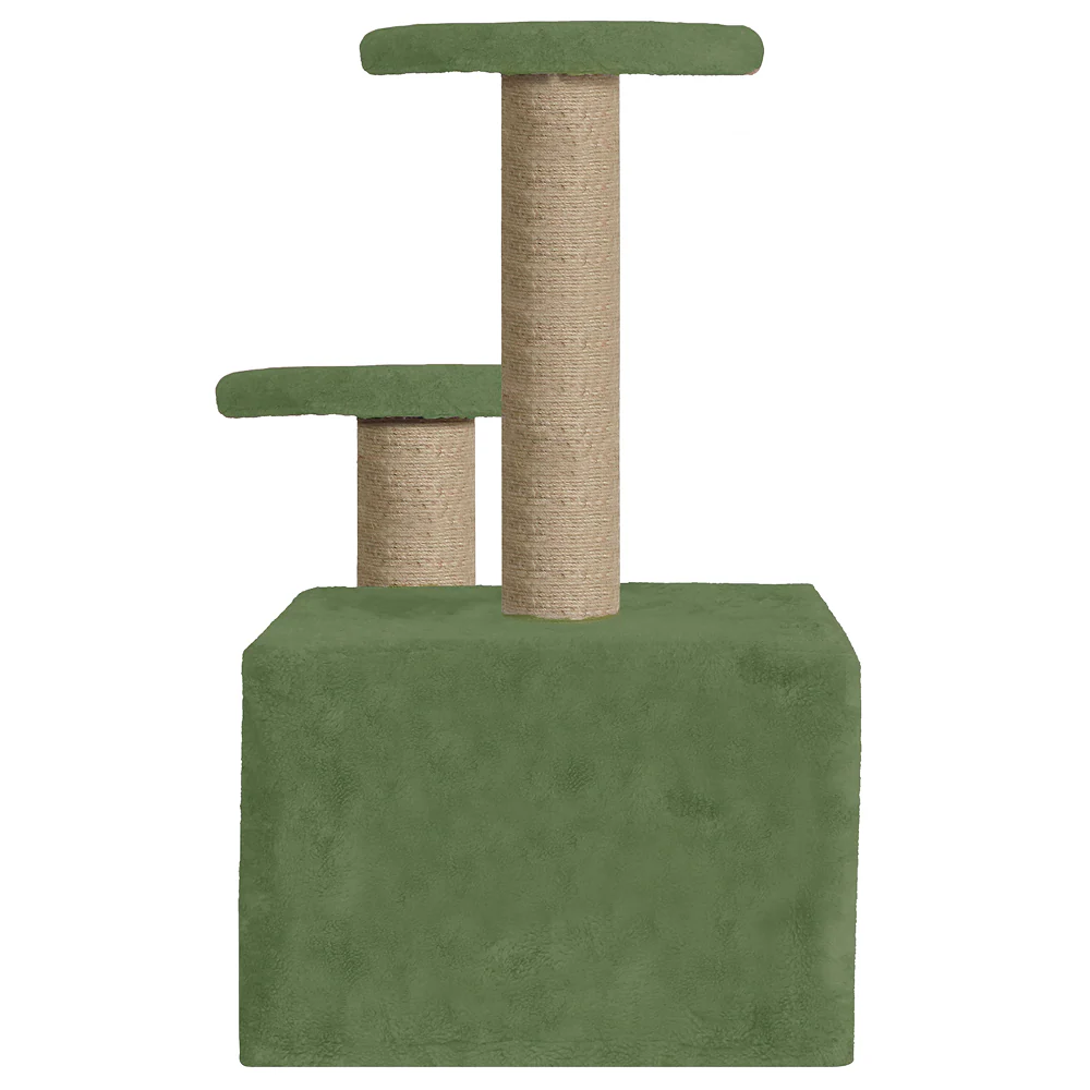 Furrlovers Soft Fur Activity Cat Tree with Natural Sisal Rope, Condo, Sisal Scratching Post & Hanging Ball Toys for Cats and Kittens (Green) - Image 4