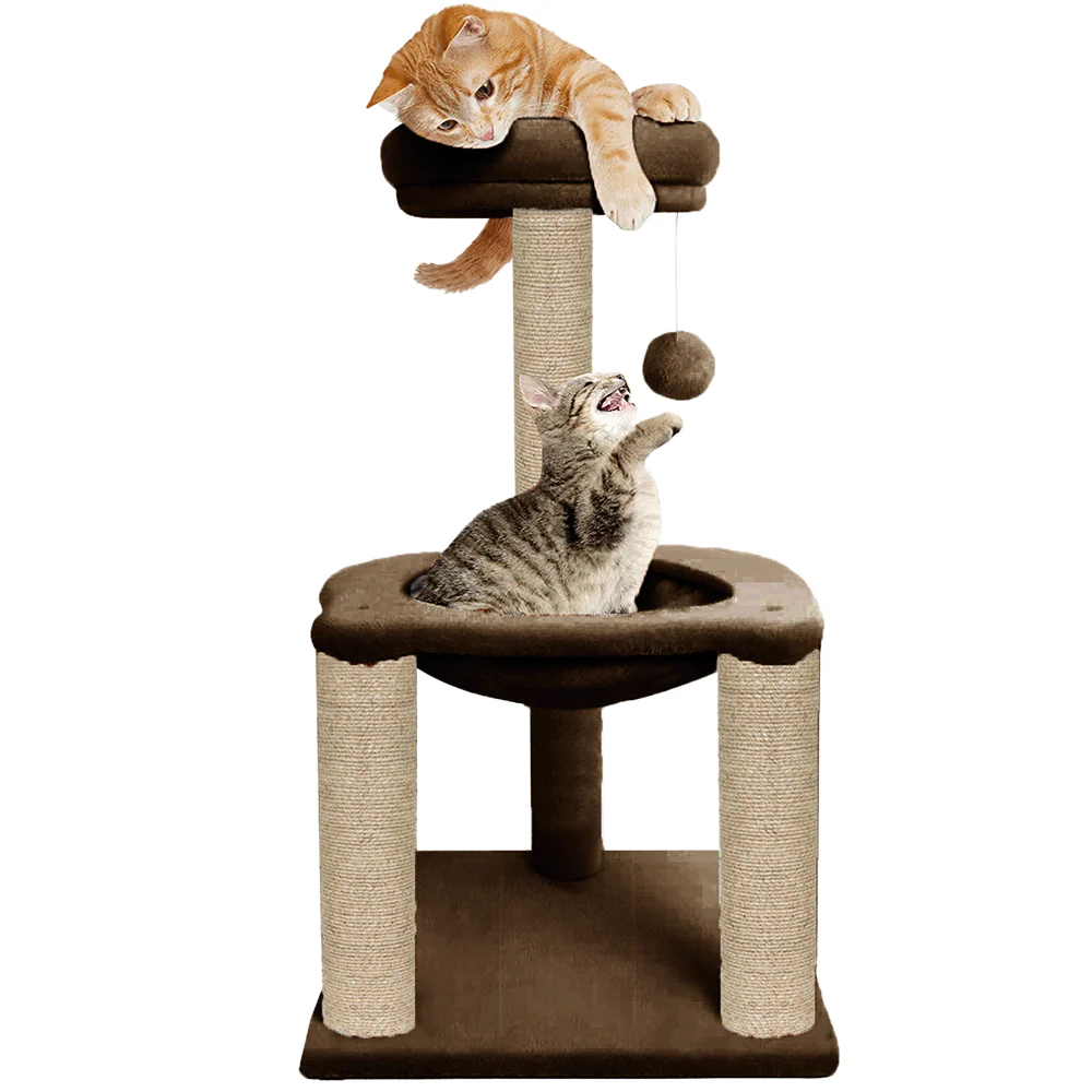 Furrlovers Fleece Fabric,Hanging Toy Hammock with Jute Rope Activity Tower (Brown) - Image 5