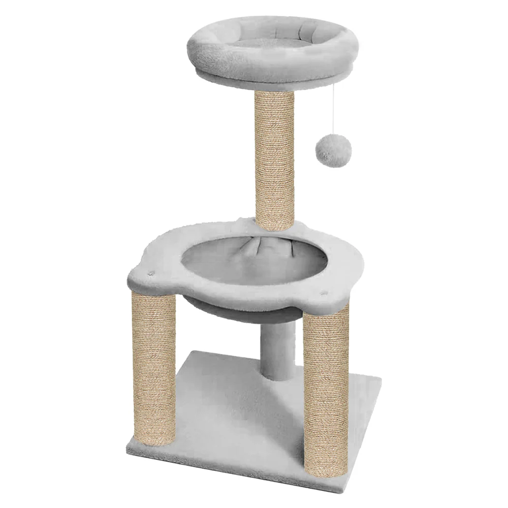 Furrlovers Fleece Fabric,Hanging Toy Hammock with Jute Rope Activity Tower (Grey)