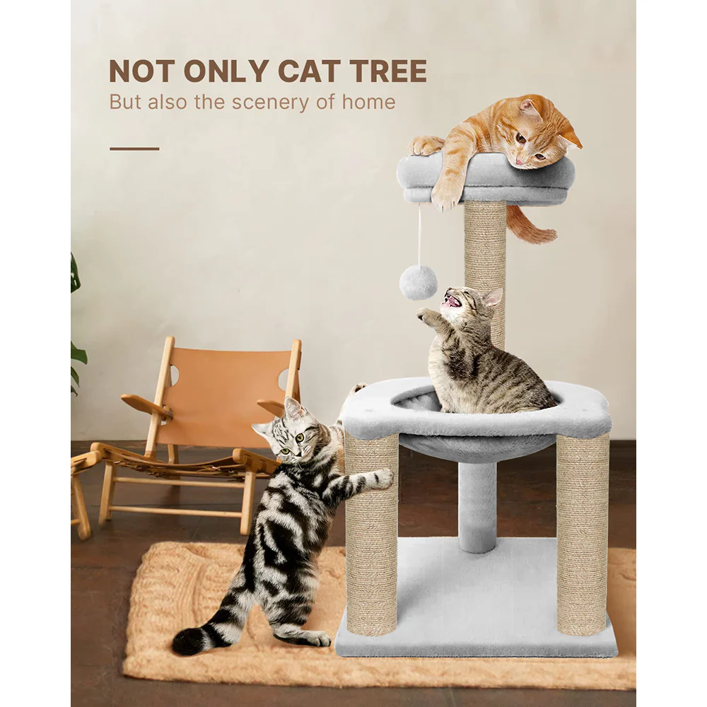 Furrlovers Fleece Fabric,Hanging Toy Hammock with Jute Rope Activity Tower (Grey) - Image 5