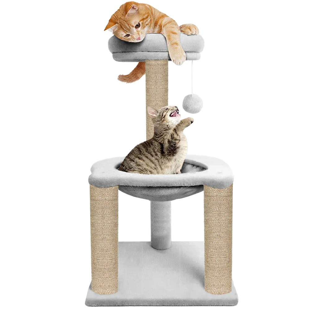 Furrlovers Fleece Fabric,Hanging Toy Hammock with Jute Rope Activity Tower (Grey) - Image 7